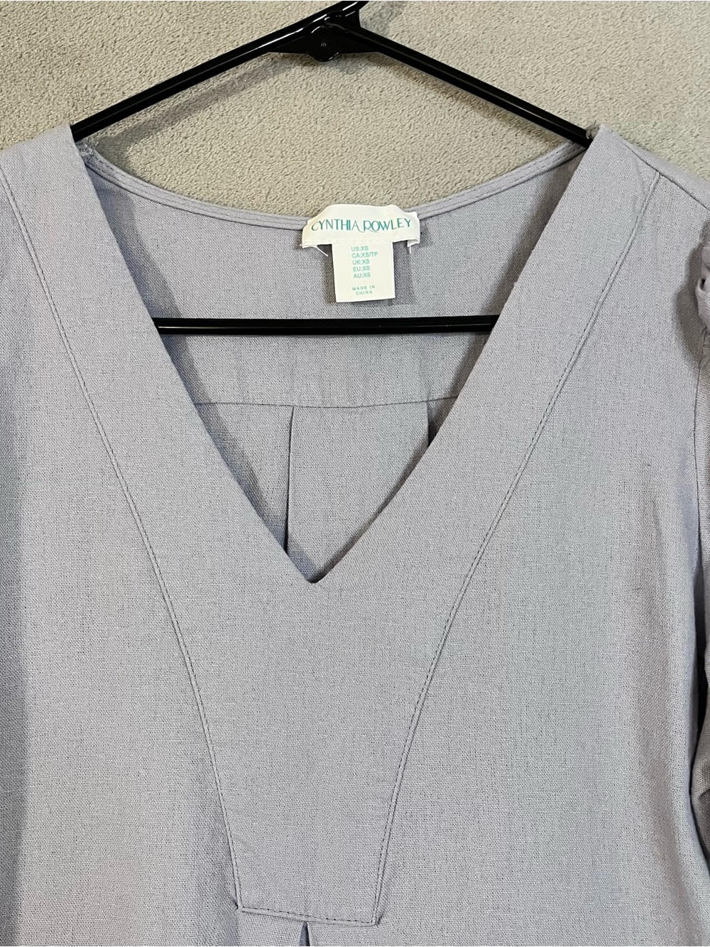 NWT Cynthia Rowley Lilac V-Neck Puff Sleeve Dress Linen Viscose Womens XS - Picture 4 of 11